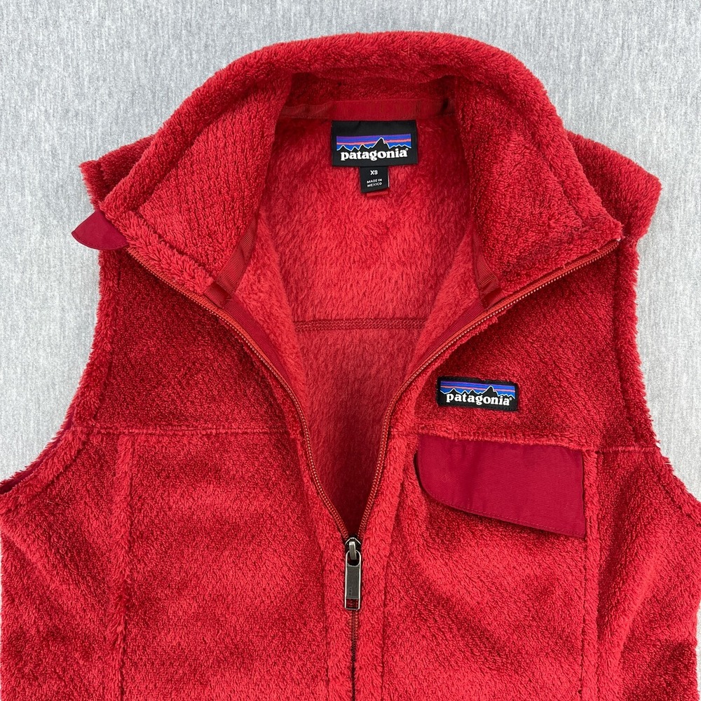 Patagonia Re-Tool Fleece Vest Womens XS Red Full Zip Mock Neck Polartec